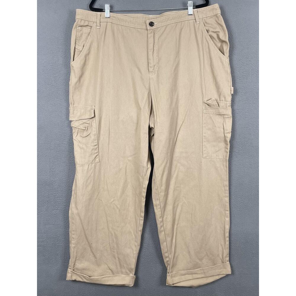 Sandy Liang X Target Pants Womens 20W/22W Beige Cargo Twill Pockets Cuffed Zip